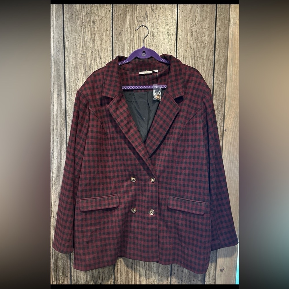 Belle by Kim Gravel Buffalo Check Menswear Blazer - Picture 1 of 5